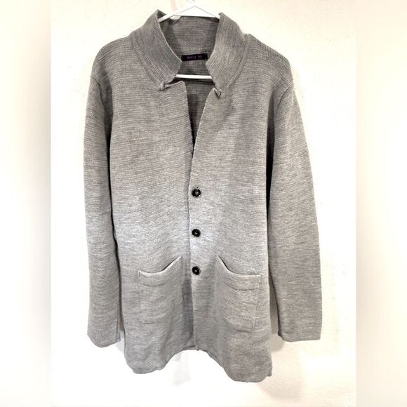Ron Tomson RNT23 Men’s Grey Shawl Knit Cardigan, Size Large - Picture 1 of 4
